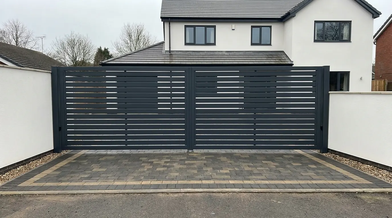 Automated driveway gates of the kind installed and serviced across Lancashire