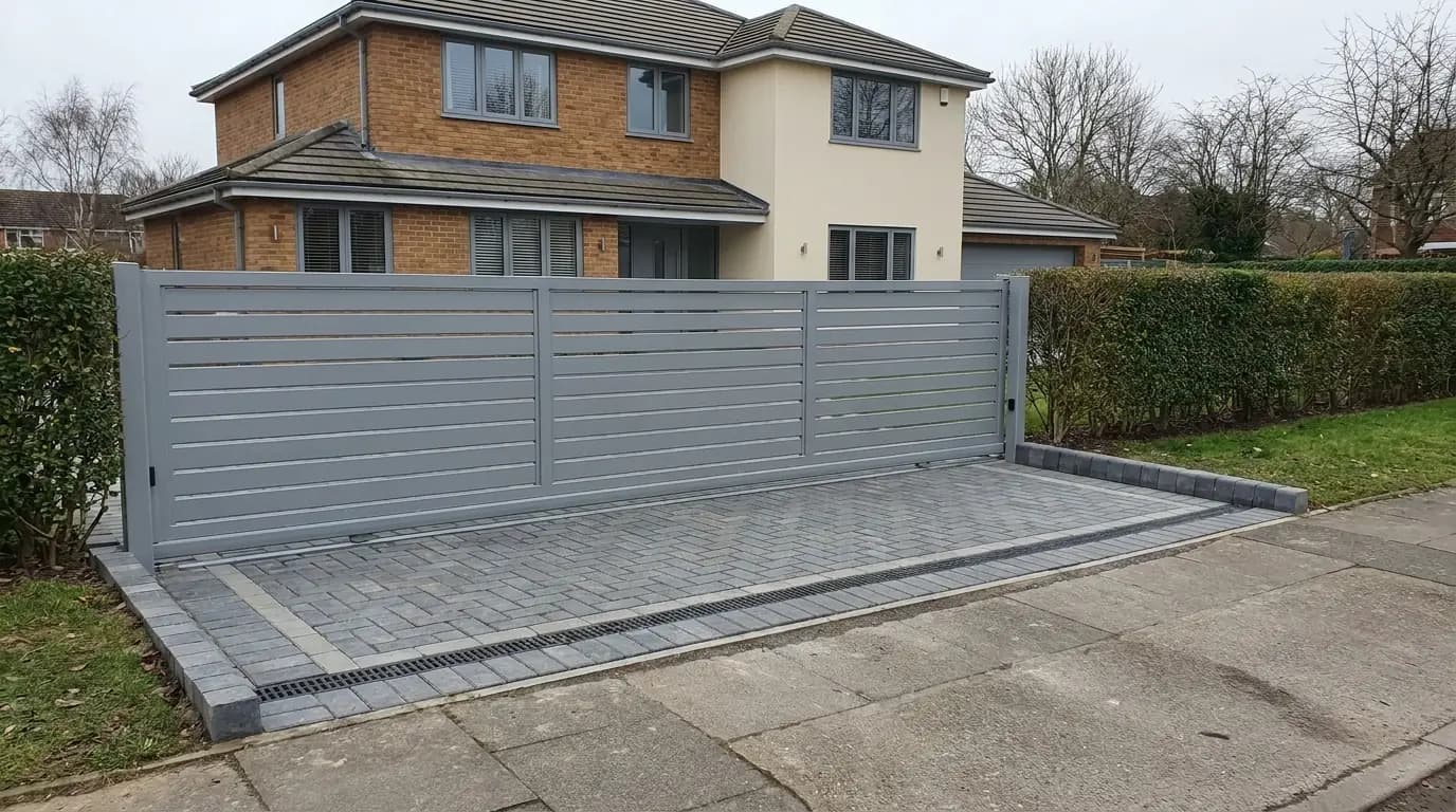 Automated driveway gates of the kind installed and serviced across Lancashire